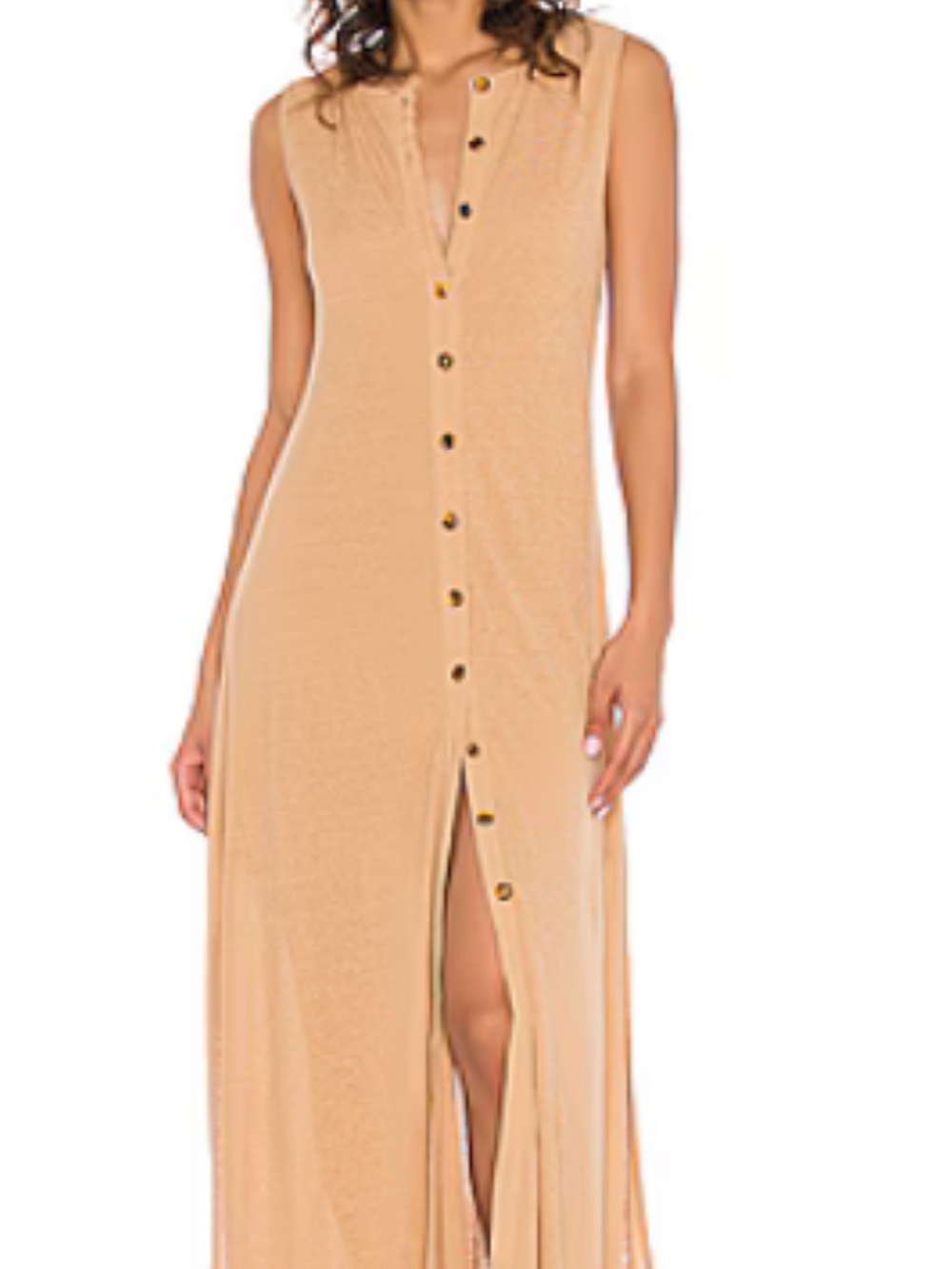 REVOLVE Sleeveless Button-Front Maxi Dress in Tan